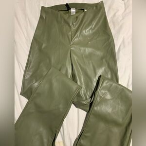 Like new olive green leather pant.